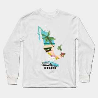 Mexico travel map Long Sleeve T-Shirt